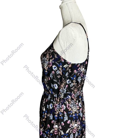 Pink Rose Maxi Dress Women’s SZ L Spaghetti Strap Keyhole Wrap Top Floral Print - Picture 4 of 6